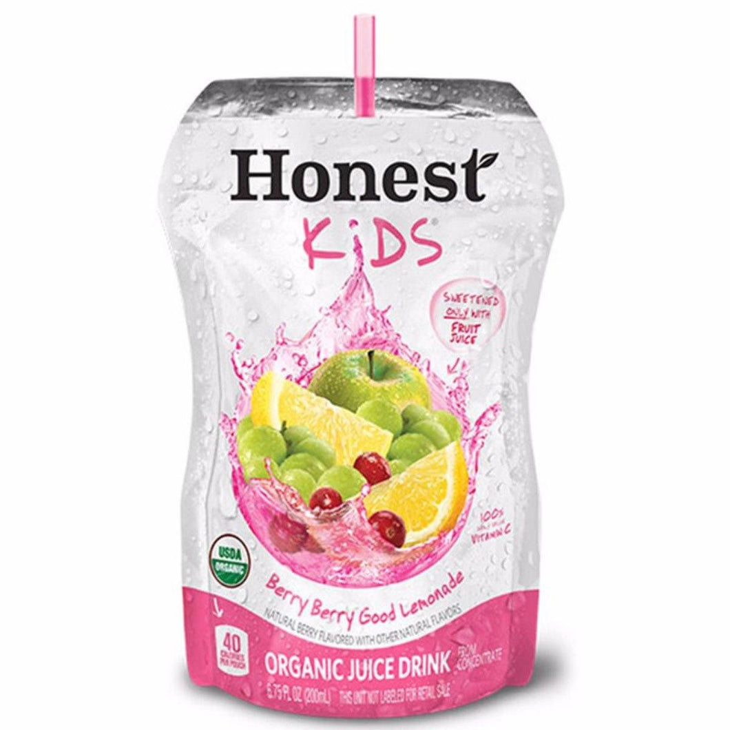 Honest Kids Organic Juice Drink, Berry Berry Good Lemonade, 6.75 fl oz Pouches (Pack of 32) - Oasis Snacks