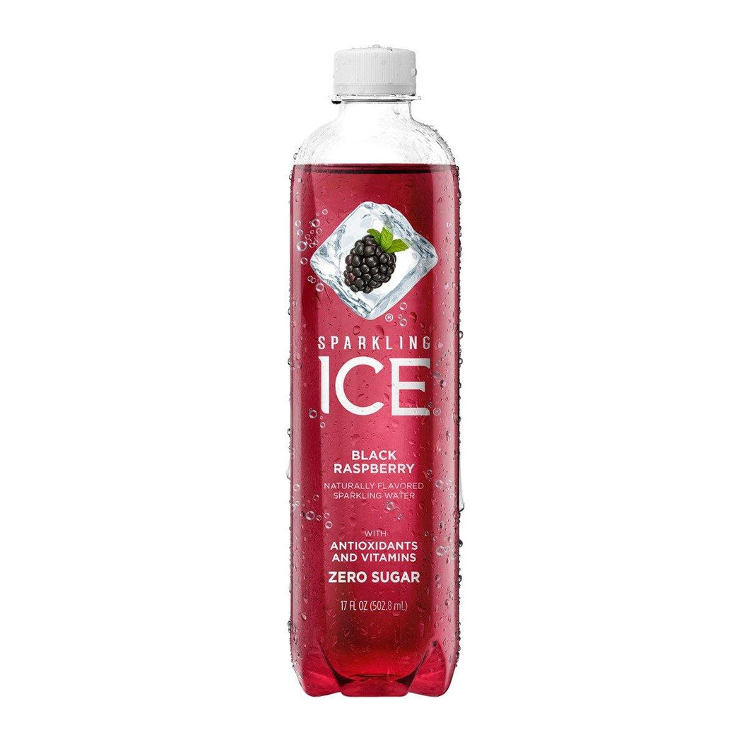 Sparkling Ice Naturally Flavored Sparkling Water, Black Raspberry, 17 oz (Pack of 12) - Oasis Snacks