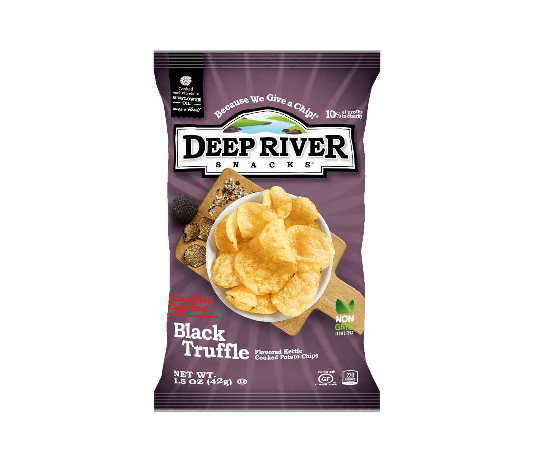 Deep River Snacks Black Truffle Kettle Cooked Potato Chips, 1.5 Ounce (Pack of 24) - Oasis Snacks