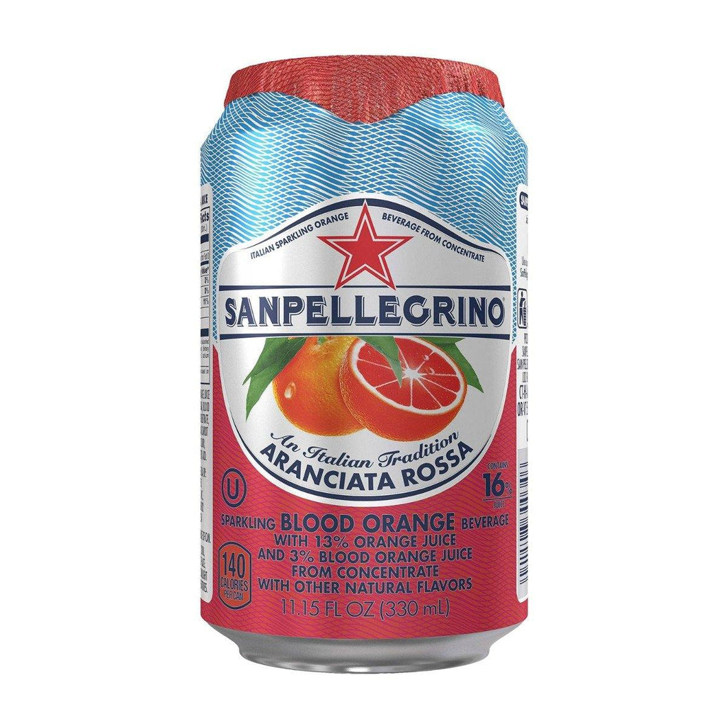 San Pellegrino Sparkling Fruit Beverages Aranciata Rossa/Blood Orange, 11.15 fl oz Cans (Pack of 24) - Oasis Snacks