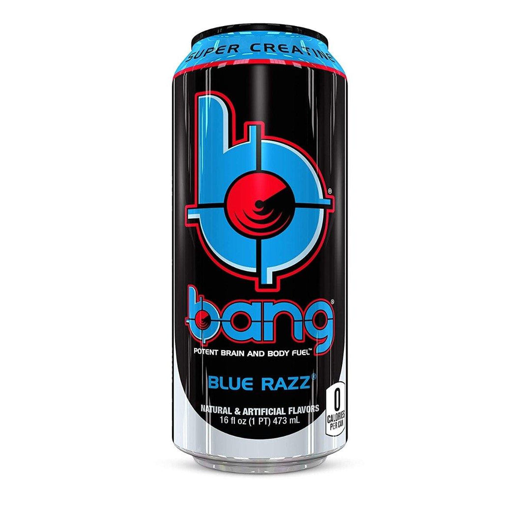 BANG Energy Drink, Blue Razz, 16oz Cans (Pack of 12) - Oasis Snacks
