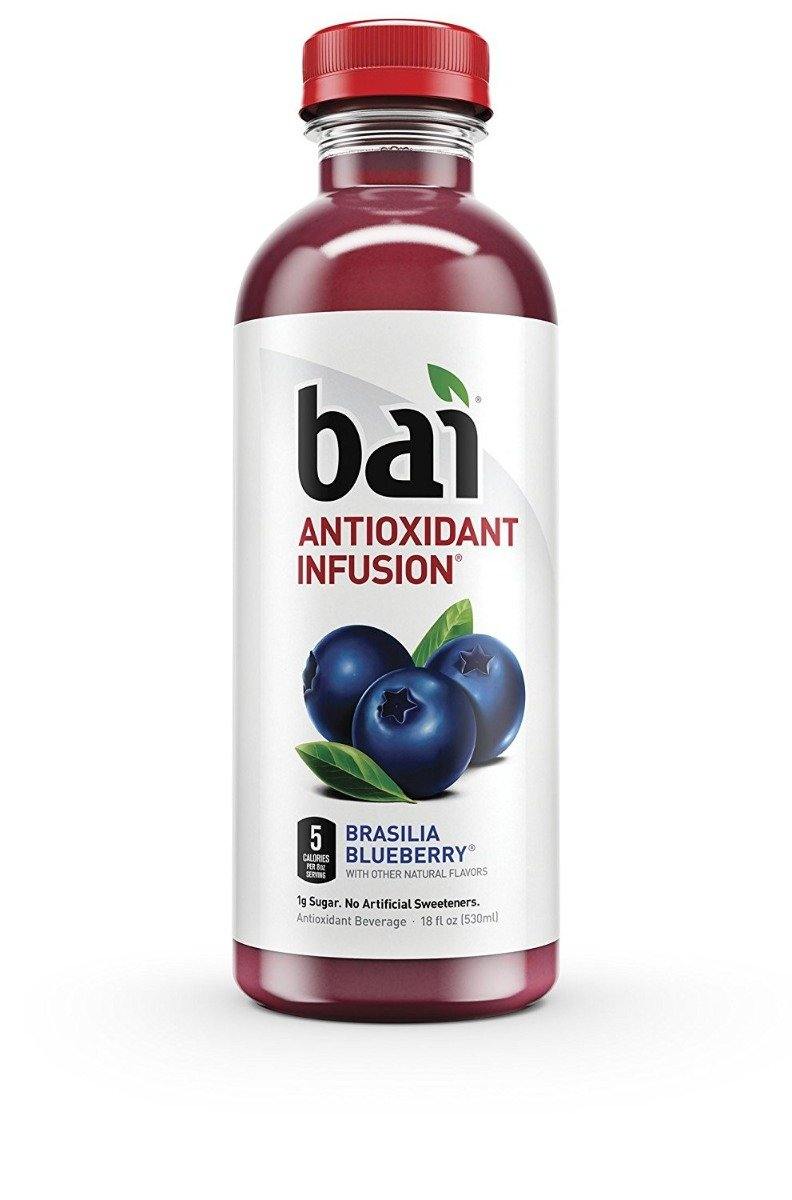 Bai Flavored Water, Brasilia Blueberry, Antioxidant Infused Drinks, 18 fl oz (Pack of 12) - Oasis Snacks