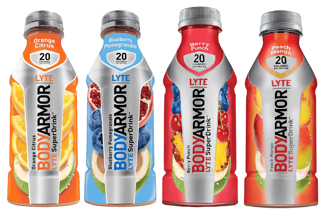 Bodyarmor Electrolyte LYTE Superdrink, 4 Flavor Variety Pack, 16 oz (Pack of 20) - Oasis Snacks