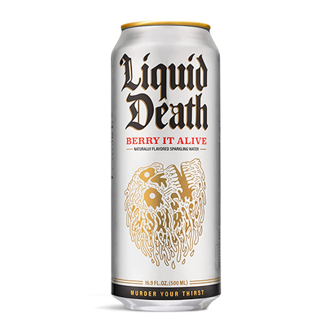Liquid Death Sparkling Water, Berry It Alive, 16.9oz (Pack of 12)