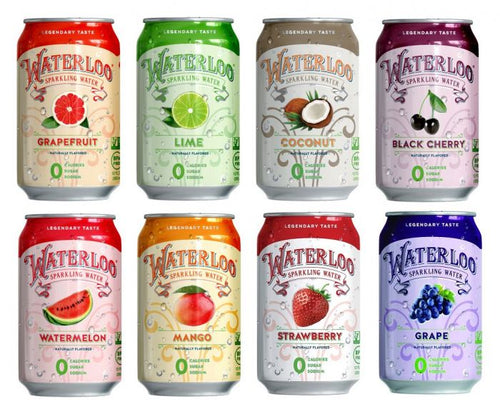 Waterloo Sparkling Water 12oz Cans, Mix & Match Custom Pack of 12 - Oasis Snacks