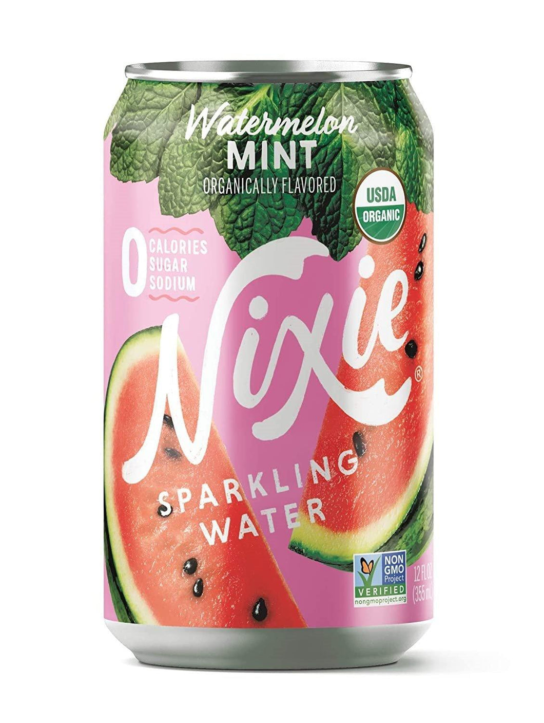 Nixie Sparkling Flavored Water, Watermelon Mint, 12oz (Pack of 24) - Oasis Snacks