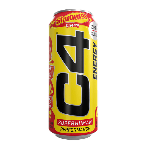 C4 Original Carbonated Zero Sugar Energy Drink, Starburst Cherry, 16 FL oz (Pack of 12) - Oasis Snacks