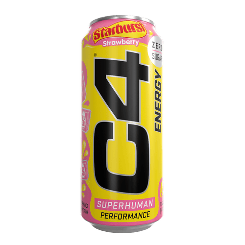 C4 Original Carbonated Zero Sugar Energy Drink, Starburst Strawberry, 16 FL oz (Pack of 12) - Oasis Snacks
