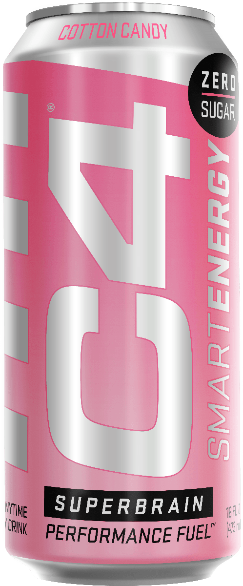 C4 Smart Energy Sparkling Energy Drink, Cotton Candy, 16 oz (Pack of 12) - Oasis Snacks