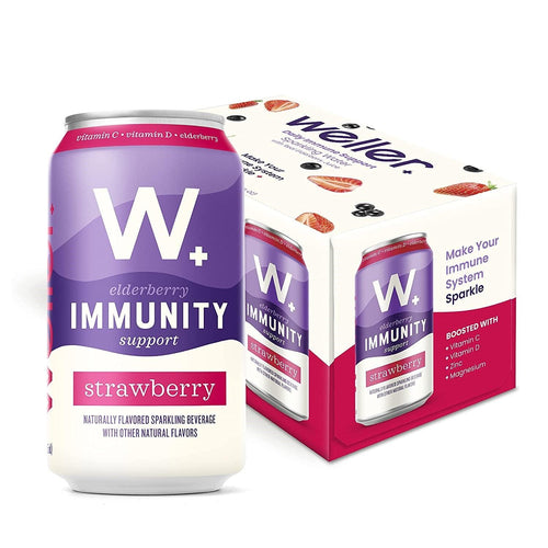 Weller Elderberry Immunity Support Sparkling Water, Strawberry, 12oz (Pack of 12) - Oasis Snacks