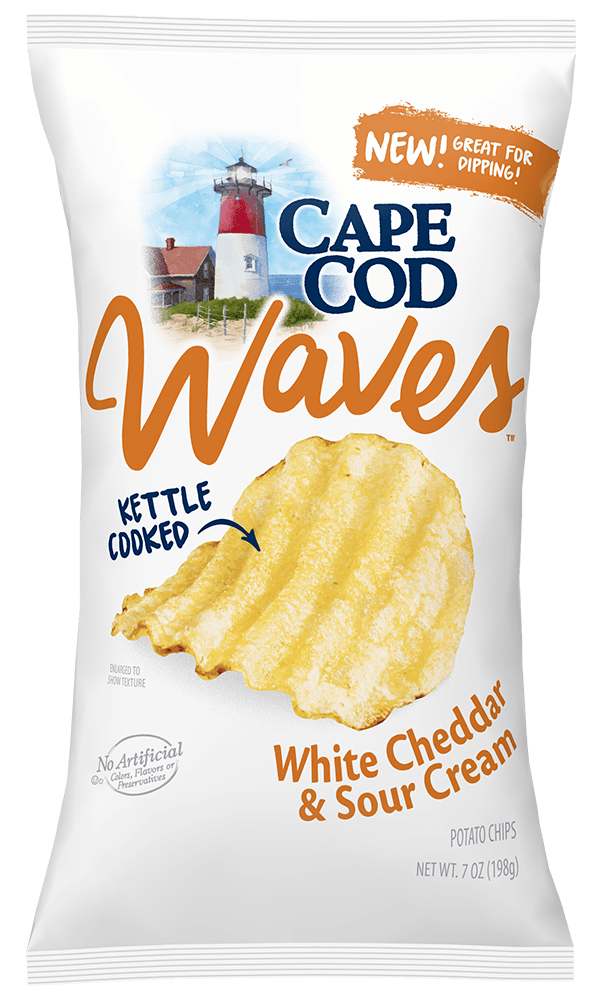 Cape Cod Waves, White Cheddar and Sour Cream, 2.5 Ounce (Pack of 24) - Oasis Snacks