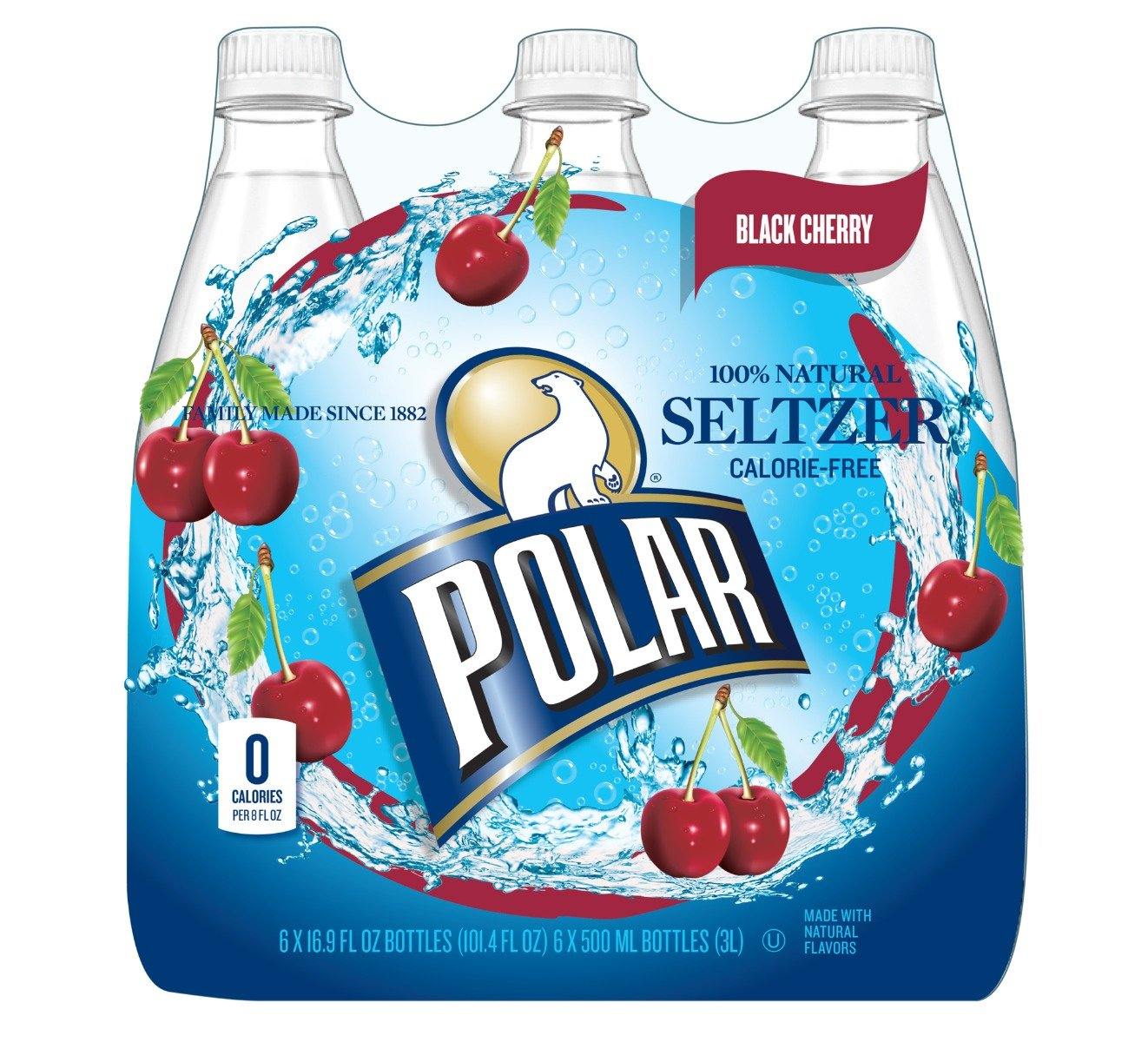 Polar Black Cherry Seltzer Water 500ml (16.9oz) Bottles ( Pack of 24