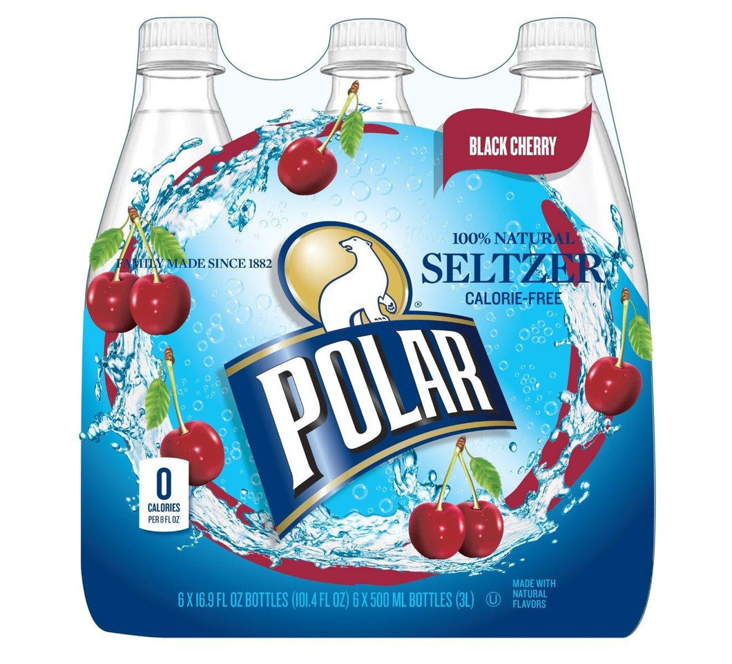 Polar Black Cherry Seltzer Water 500ml (16.9oz) Bottles ( Pack of 24) - Oasis Snacks