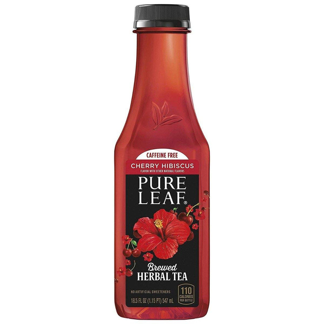 Pure Leaf Herbals Iced Tea, Cherry Hibiscus, 18.5 Fl Oz. Bottles (Pack of 12) - Oasis Snacks