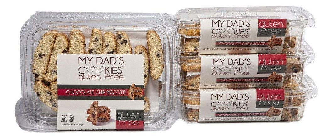 My Dad's Cookies, Gluten and Dairy Free, Chocolate Chip Biscotti Cookie, 6 oz (Pack of 3) - Oasis Snacks