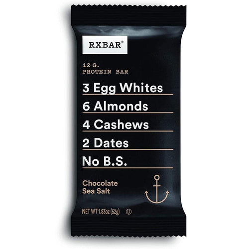 RXBAR 12g Protein Bar, Chocolate Sea Salt, 1.83oz (Pack of 12) - Oasis Snacks