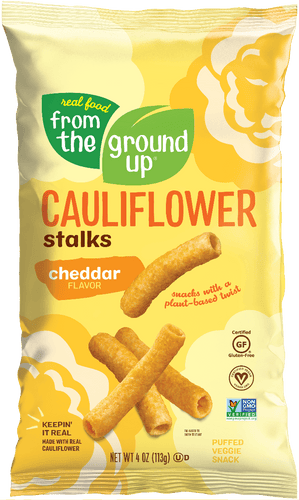 From the Ground Up Cauliflower Stalks, Cheddar, 4 oz (Pack of 12) - Oasis Snacks