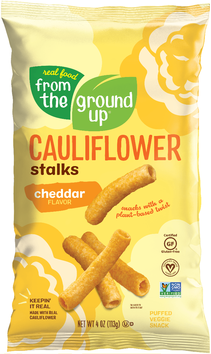 From the Ground Up Cauliflower Stalks, Cheddar, 4 oz (Pack of 12) - Oasis Snacks