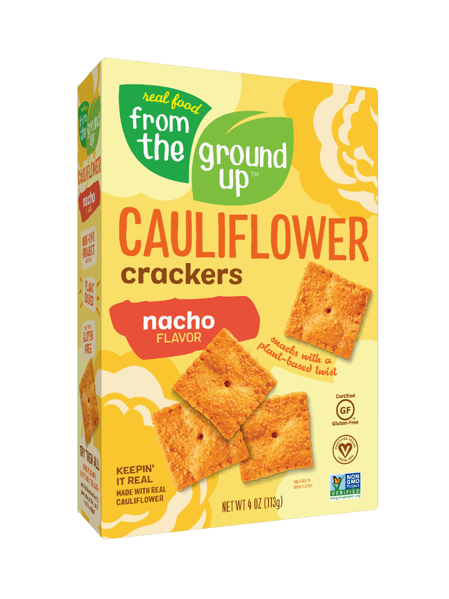 From The Ground Up Cauliflower Nacho Crackers, 4 oz Pack (Pack of 6) - Oasis Snacks