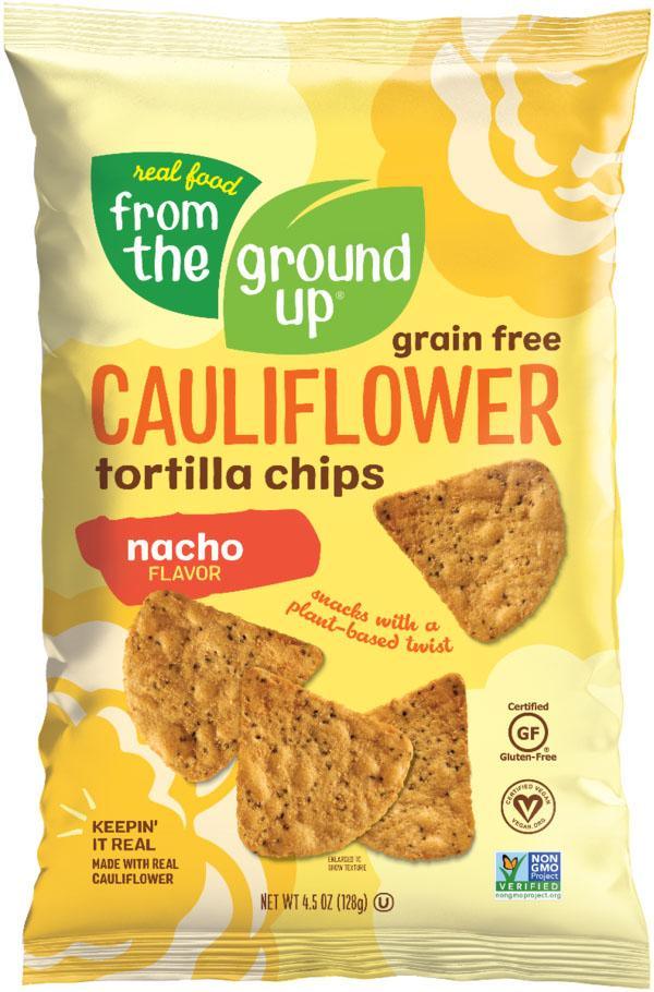From the Ground Up Cauliflower Tortilla Chips 4.5 oz Bag LIME - Oasis Snacks