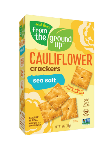 From The Ground Up Cauliflower Sea Salt Crackers, 4 oz Pack (Pack of 6) - Oasis Snacks