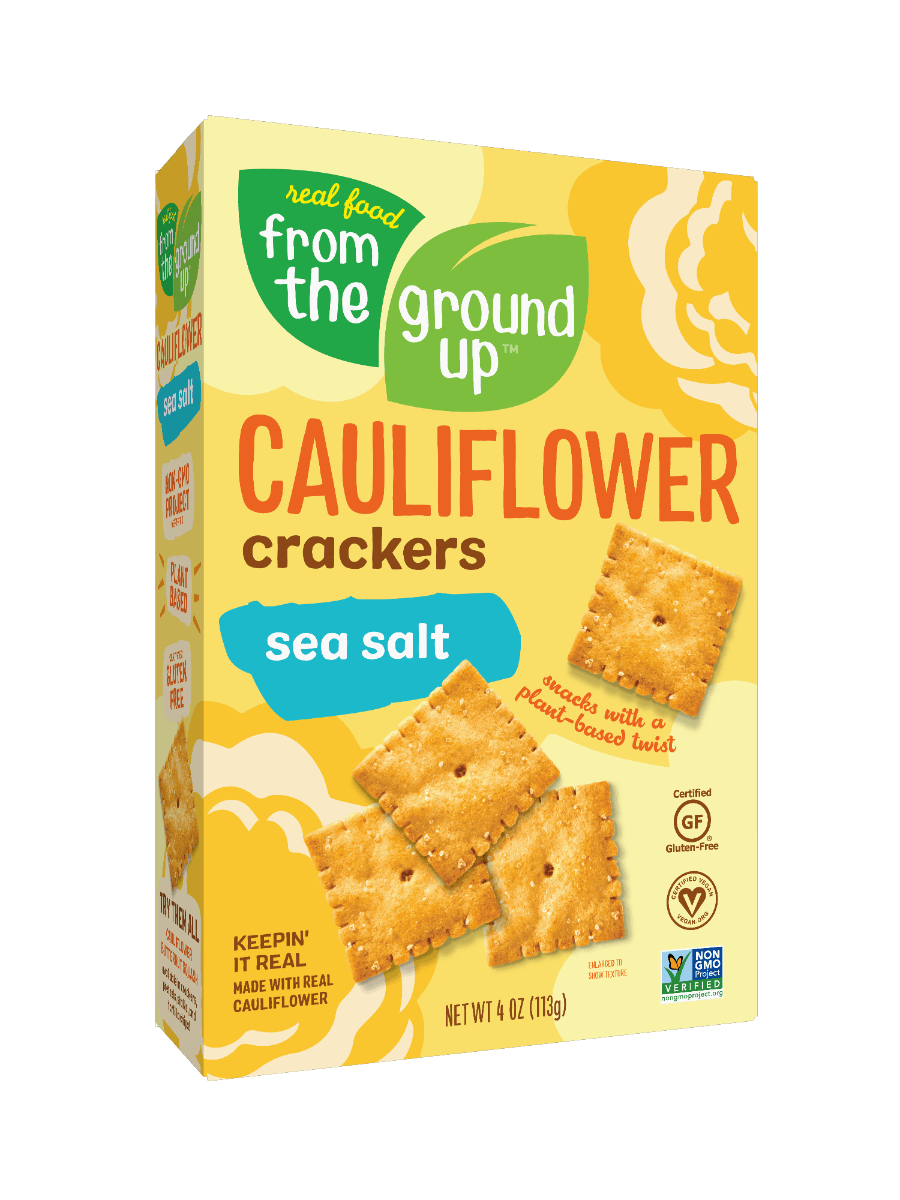 From The Ground Up Cauliflower Sea Salt Crackers, 4 oz Pack (Pack of 6) - Oasis Snacks