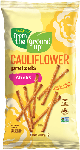 From the Ground Up Cauliflower Sea Salt Original Pretzel Sticks, 4.5 Oz Bags (Pack of 12) - Oasis Snacks