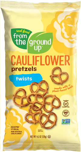 From the Ground Up Cauliflower Sea Salt Original Pretzel Twists, 4.5 Oz Bags (Pack of 12) - Oasis Snacks