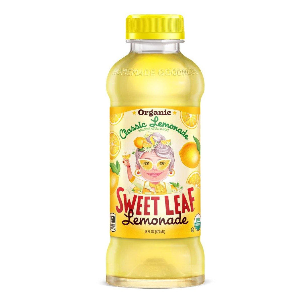 Sweet Leaf Organic Lemonade, Classic, 16 Ounce Bottles, (Pack of 12) - Oasis Snacks