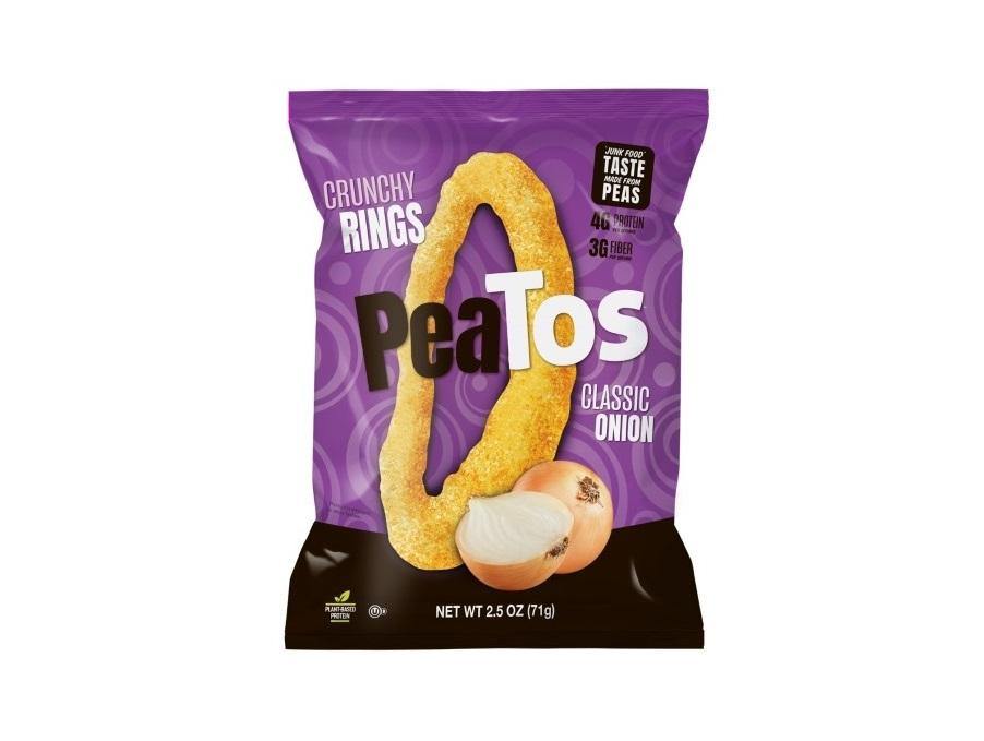 Peatos Crunchy Ring Pea Plant Protein Snack, Onion, 2.5 Ounce (Pack of 4) - Oasis Snacks