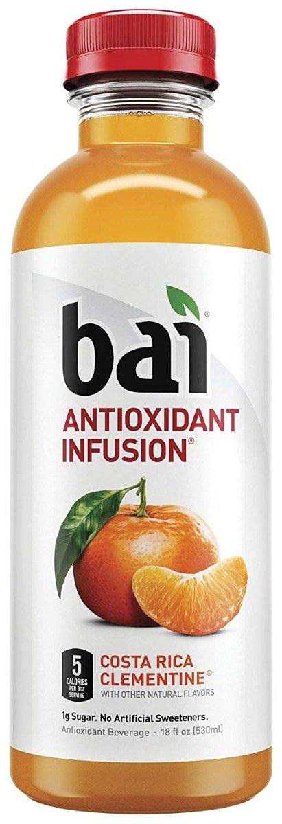 Bai Flavored Water, Costa Rica Clementine, Antioxidant Infused Drinks, 18 fl oz (Pack of 12) - Oasis Snacks