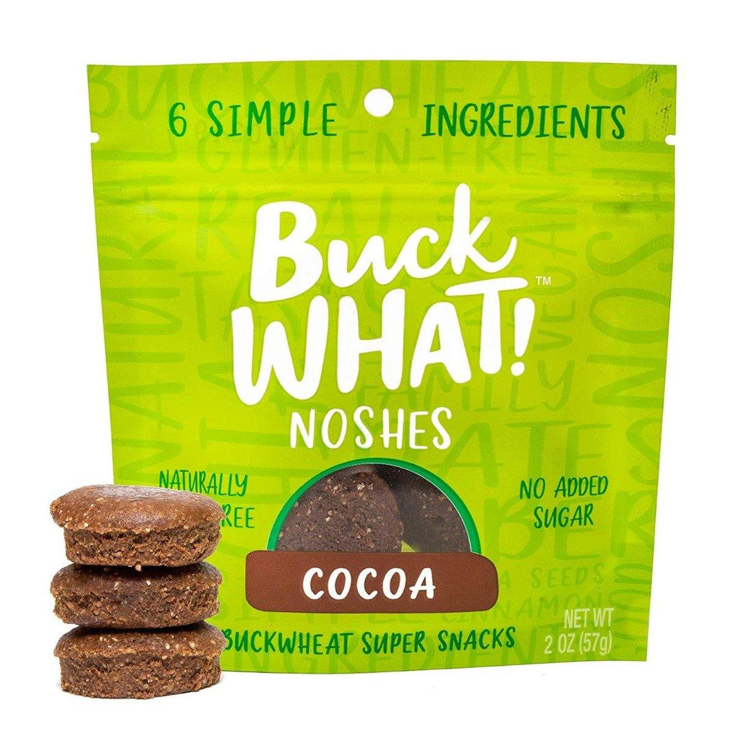 BuckWHAT Noshes, Delicious Nut Free Bar Bites, Cocoa, 2oz Packs with 3 Snacks Each (Pack of 6) - Oasis Snacks