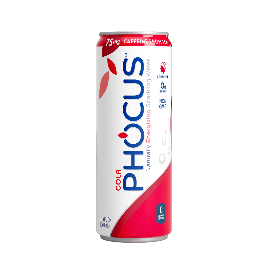 Phocus Caffeinated Sparkling Water, Cola, 11.5 ounces (Pack of 12) - Oasis Snacks