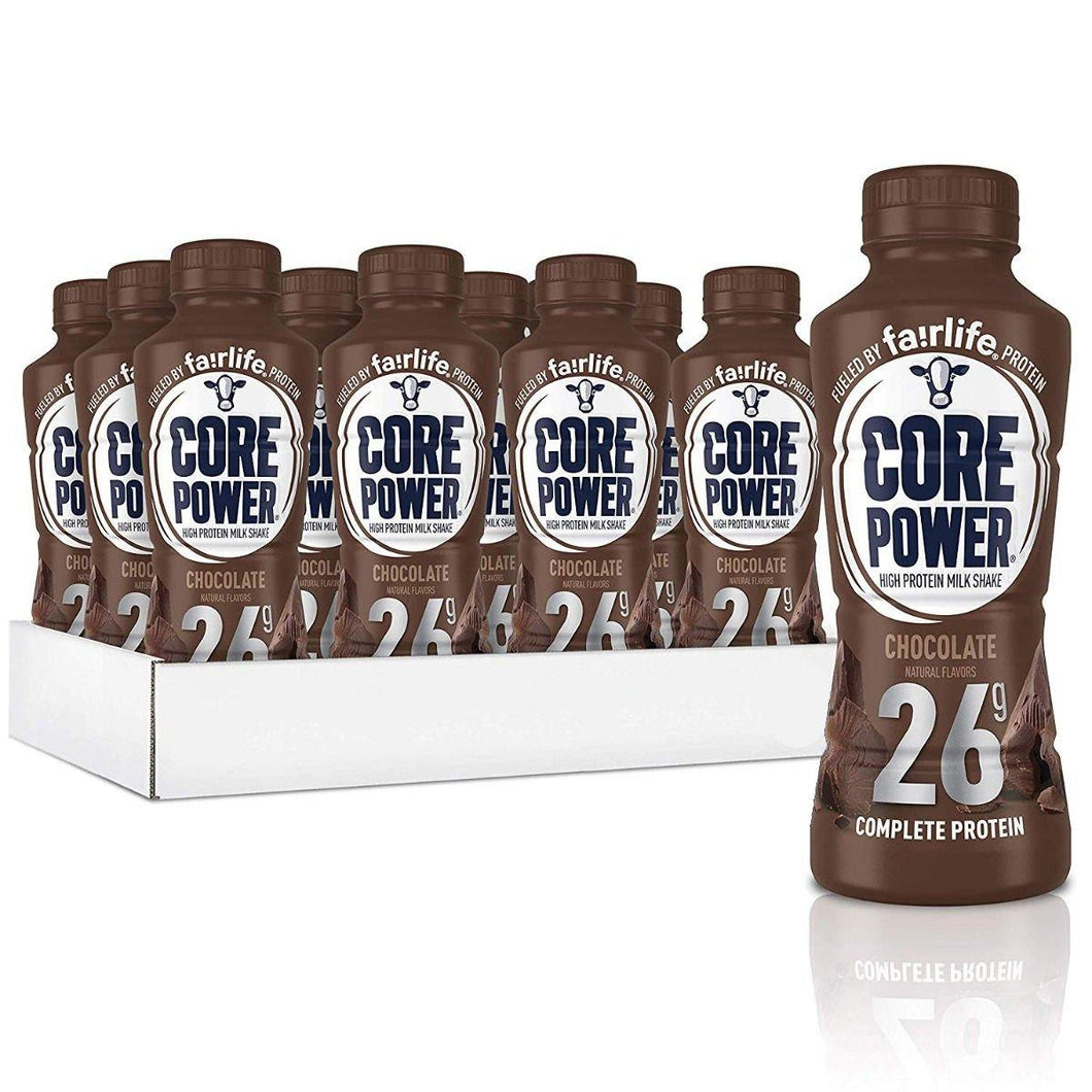 Core Power High Protein, 26g Protein, Milk Shake, CHOCOLATE, 14 oz (Pack of 12) - Oasis Snacks