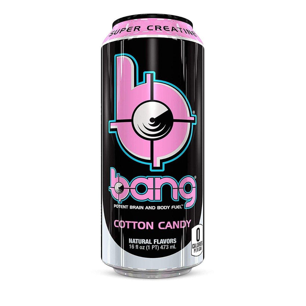 BANG Energy Drink, Cotton Candy, 16oz Cans (Pack of 12) - Oasis Snacks