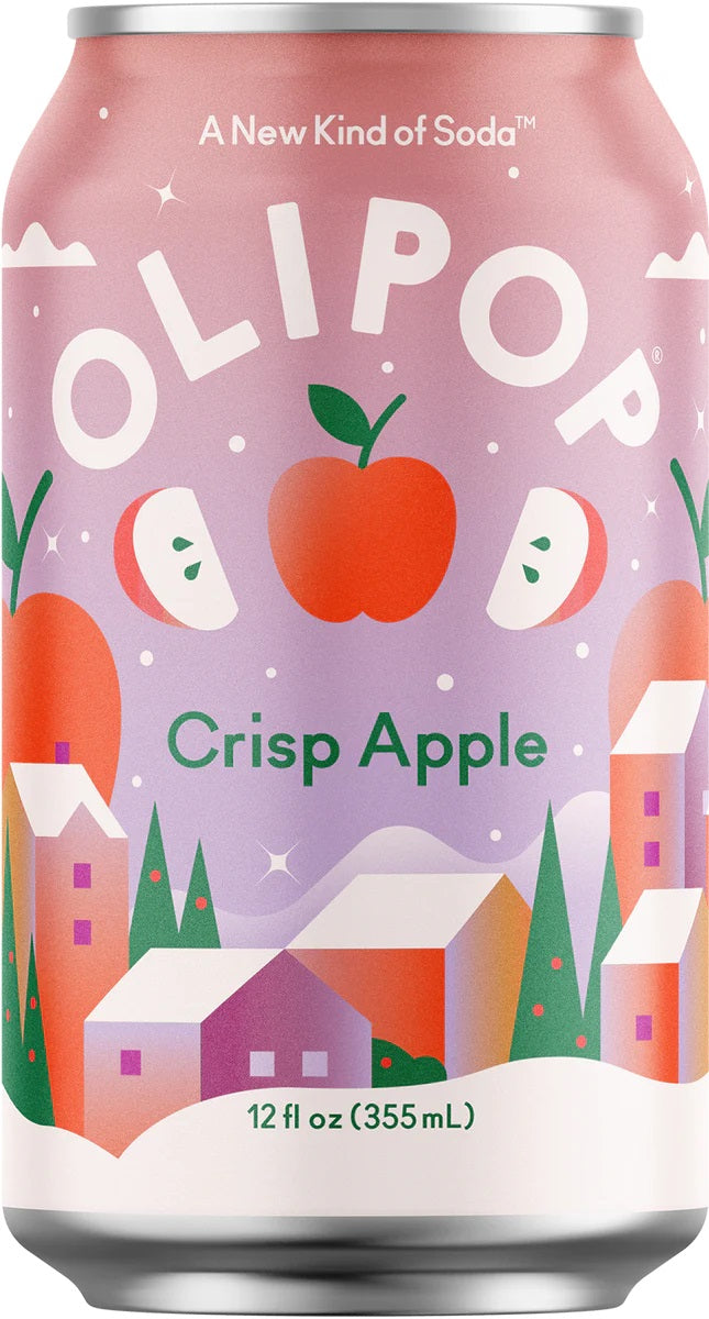 Olipop Sparkling Tonic Prebiotic Drink, Apple Crisp, 12oz (Pack of 12)