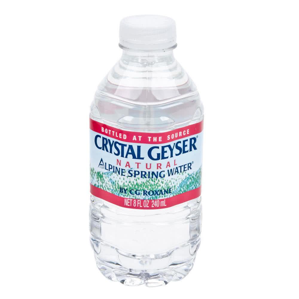 Crystal Geyser Natural Alpine Spring Water, 8 oz Flat Cap (Pack of 28) - Oasis Snacks