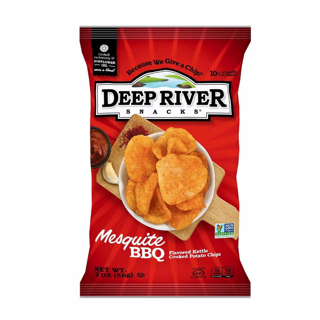 Deep River Snacks Potato Chips Mesquite BBQ 2 oz bag (24 Pack) - Oasis Snacks