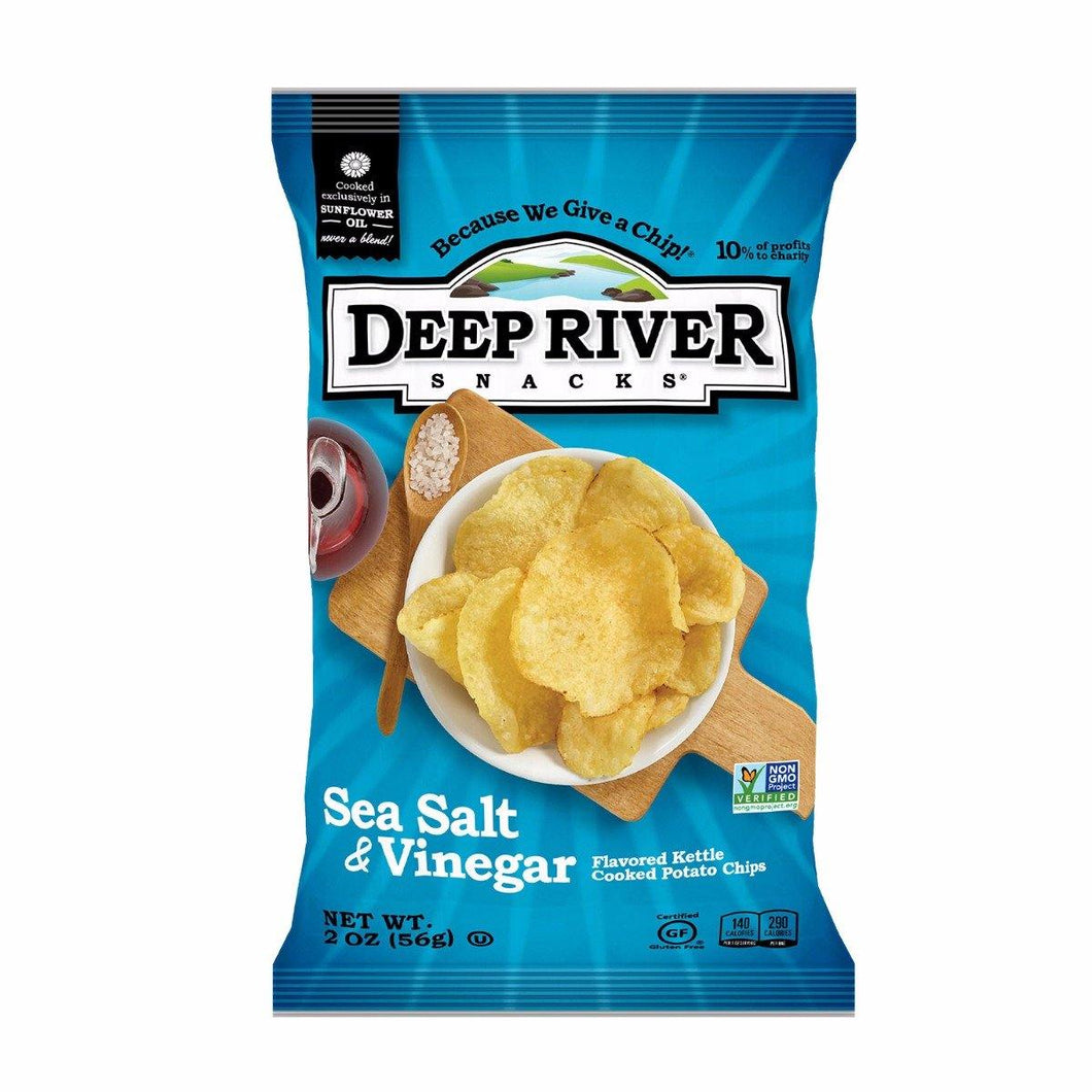 Deep River Snacks Potato Chips Sea Salt & Vinegar 2 oz bag (24 Pack) - Oasis Snacks