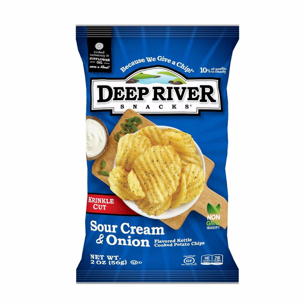 Deep River Snacks Potato Chips Sour Cream & Onion 2 oz bag (24 Pack) - Oasis Snacks