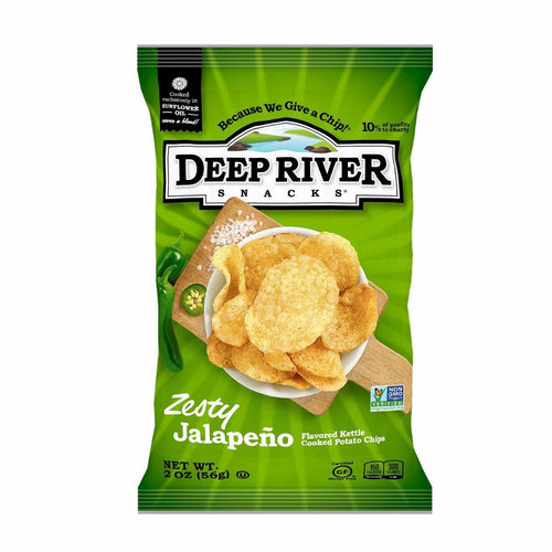 Deep River Snacks Potato Chips Zesty Jalapeno 2 oz bag (24 Pack) - Oasis Snacks