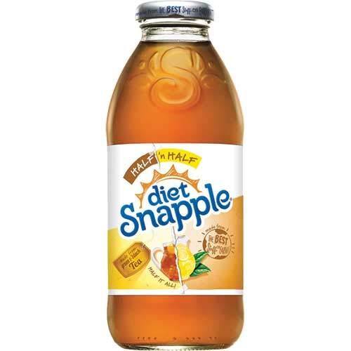 Snapple Diet Half n Half, 16 fl oz Glass Bottles - Pack of 12 - Oasis Snacks