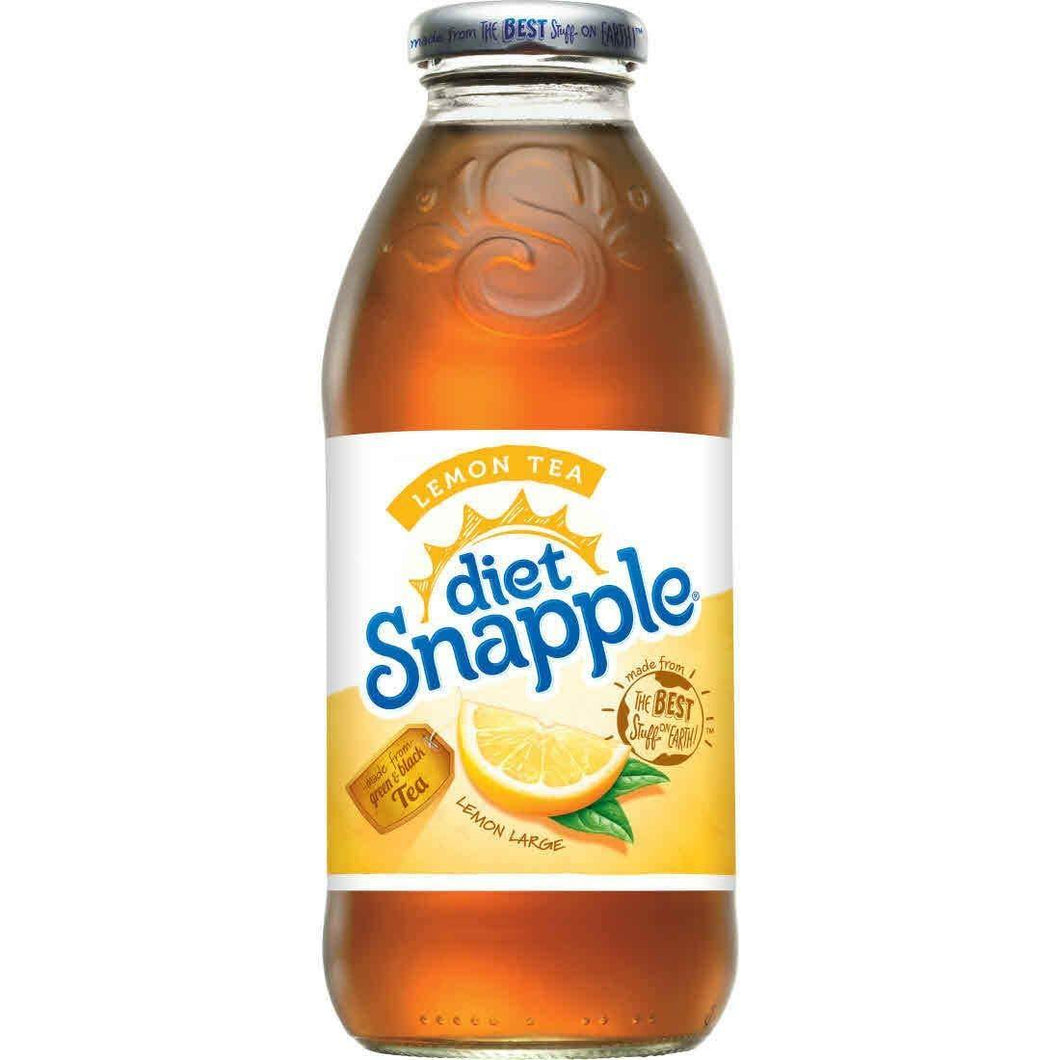 Snapple Diet Lemon, 16 fl oz Glass Bottles - Pack of 6 - Oasis Snacks