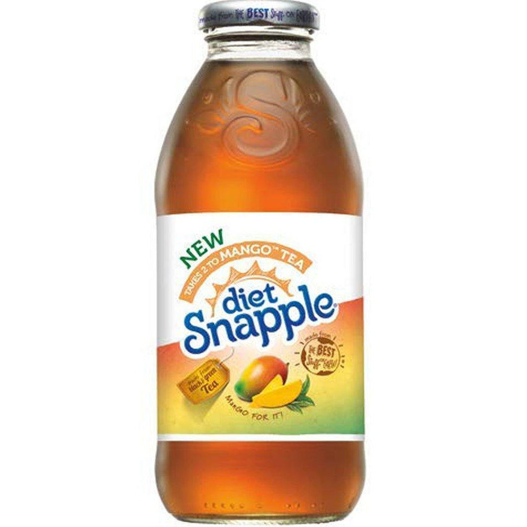 Snapple Diet Mango, 16 fl oz Glass Bottles - Pack of 6 - Oasis Snacks