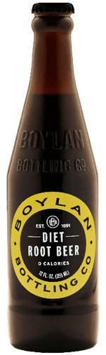 Boylan Pure Cane Sugar Soda Pop, Diet Root Beer, 12 oz Glass Bottles (Pack of 12) - Oasis Snacks
