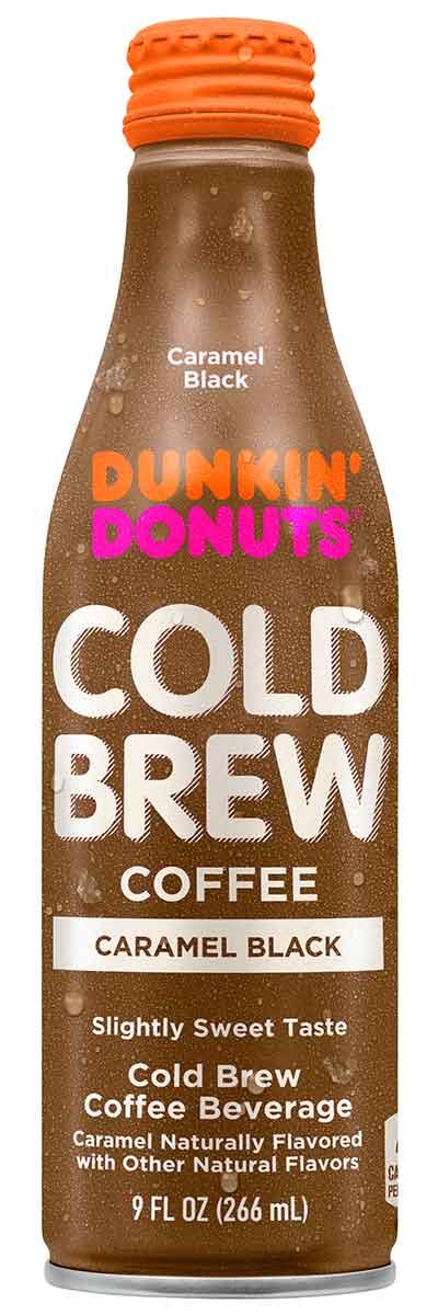 Dunkin' Donuts Cold Brew Coffee Beverage, Caramel Black, 9 fl oz Aluminum Bottle (Pack of 12) - Oasis Snacks