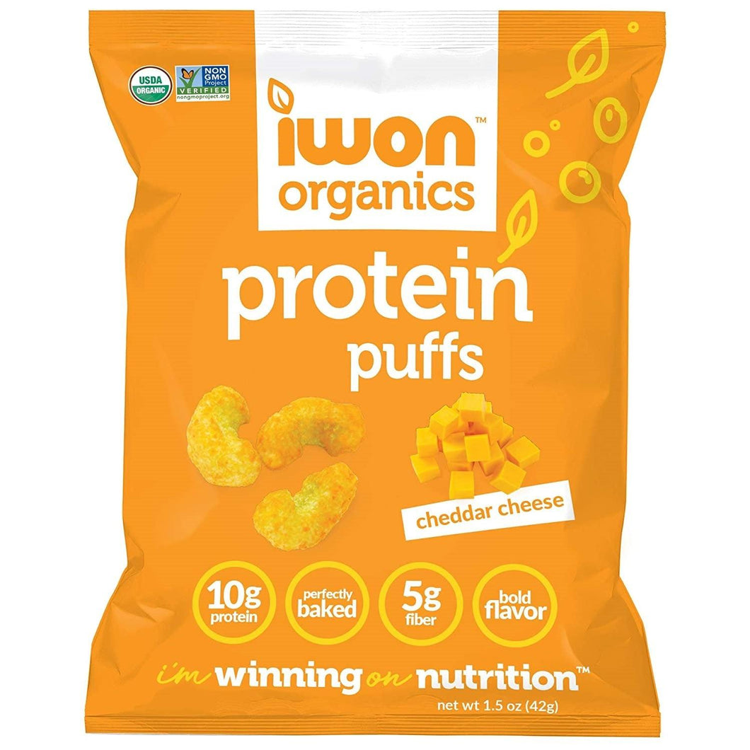 IWON Organics Protein Puffs, Cheddar Cheese, 1.5oz (Pack of 8) - Oasis Snacks
