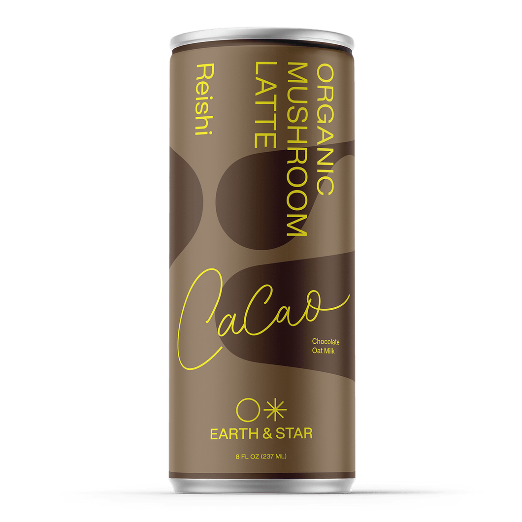 Earth & Star Organic Adaptogen Mushroom Latte, Cacao Chocolate Oat Milk with Reishi, 8oz (Pack of 12) - Oasis Snacks