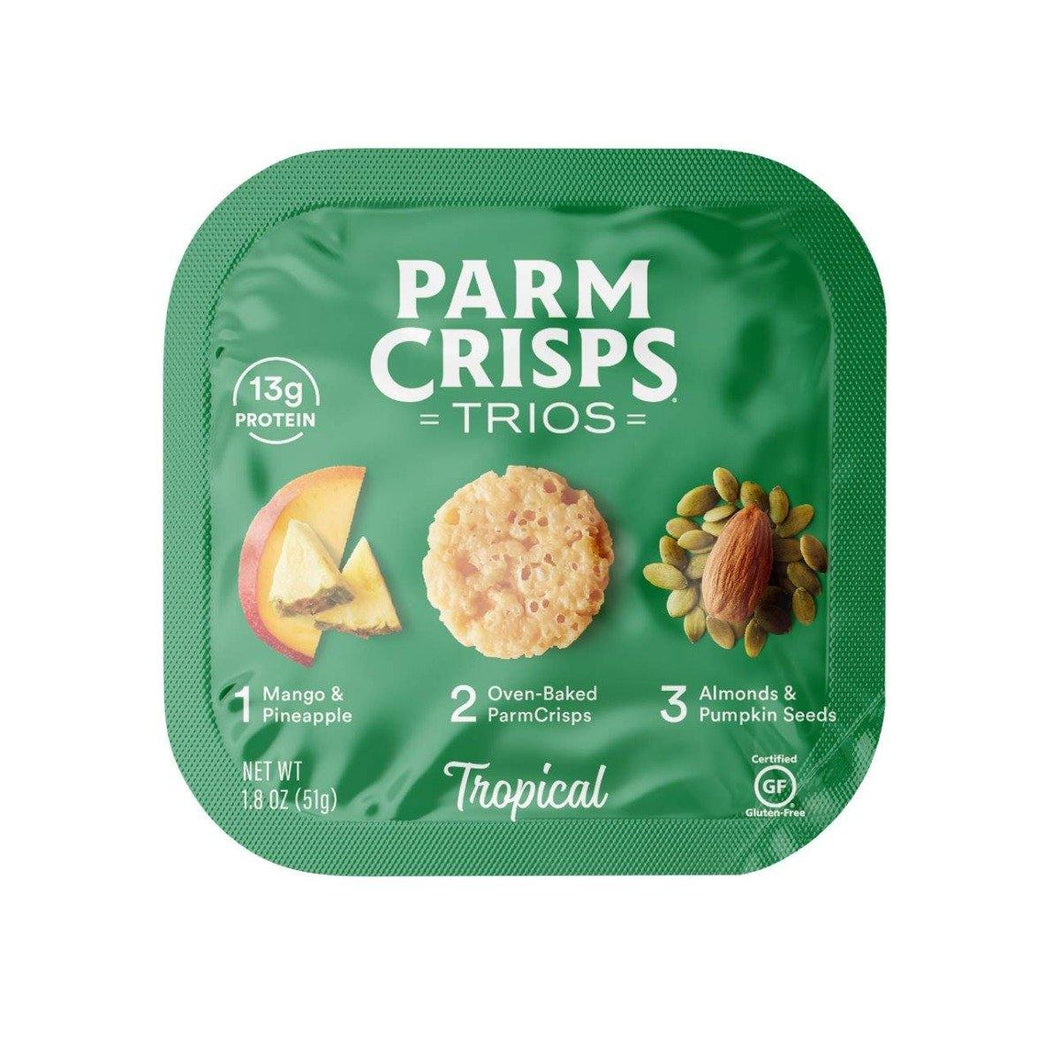 ParmCrisps Trios, Tropical, Snack Pack, Protein Pack, 1.8 Ounce Tray (Pack of 14) - Oasis Snacks