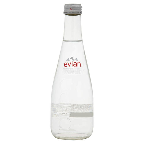 Evian Natural Spring Water, 11.1 Fl Oz Glass Bottles (Pack of 20) - Oasis Snacks